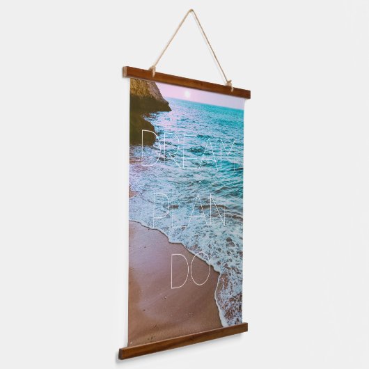 Schöner Strand Sonnenuntergang Wandteppich Mit Holzrahmen (Gewinkelt)