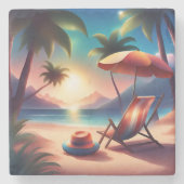 schöner Strand Steinuntersetzer (Vorderseite)