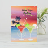 Schöner Strand Sunset Margarita Liebe Hochzeit Einladung (Stehend Vorderseite)