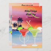 Schöner Strand Sunset Margarita Liebe Hochzeit Einladung (Vorne/Hinten)