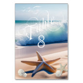 Schöner Strand Türkis Waves Seaguls Starfish Tischnummer (Rückseite)
