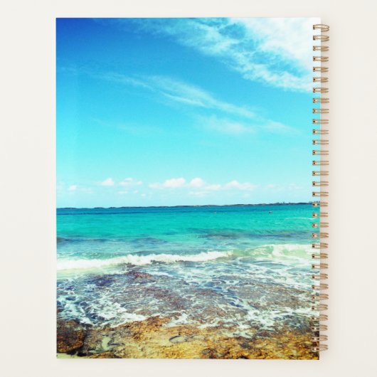 Schöner Strand und ein Motivierend Angebot Planer (Rückseite)