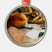 Schöner Stranger in der Eurasian Wigeon Duck Ornament Aus Metall (Vorne)