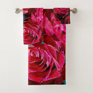 Schöner Strauß roter Rosen Badhandtuch Set