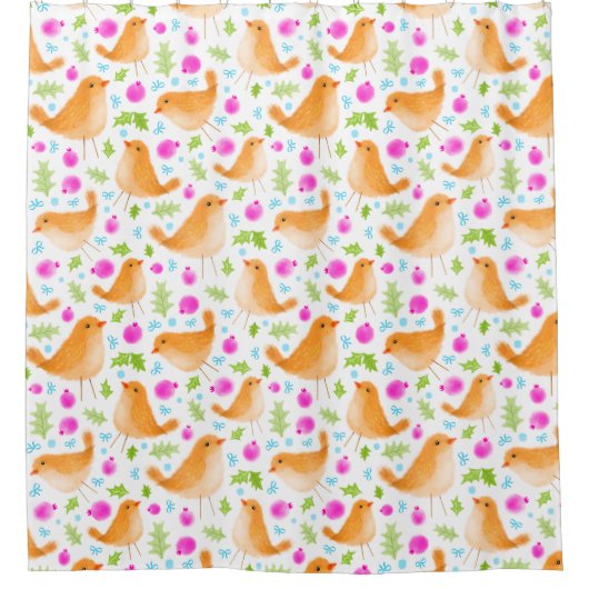 Schöner Sweet Watercolor Bird Duschvorhang (Vorderseite)