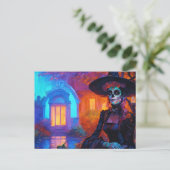 Schöner Tag der Toten Hexenfrau Postkarte (Stehend Vorderseite)