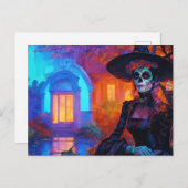 Schöner Tag der Toten Hexenfrau Postkarte (Vorne/Hinten)