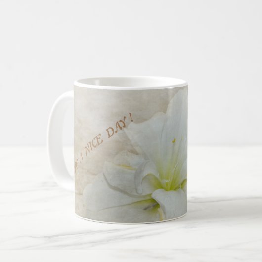 Schöner Tag mit weißer Blüte Kaffeetasse (Vorderseite Links)