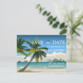 Schöner Tag/Tropeninselstrand Save the Date Ankündigungspostkarte (Stehend Vorderseite)