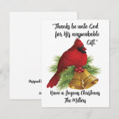 Schöner Ted Kardinal Flat Christmas Card Feiertagskarte (Vorne/Hinten)