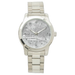 Schöner Teich in Schwarz und Weiß Armbanduhr