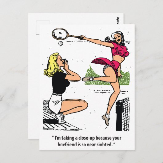 Schöner Tennisspieler, Spaß, Vintag Postkarte (Vorne/Hinten)