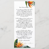 Schöner Text Birds of Paradise Bliss Hochzeitsmenü Menükarte (Rückseite)