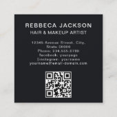 Schöner Text, moderner Fotograf QR-Code schwarz Quadratische Visitenkarte (Rückseite)