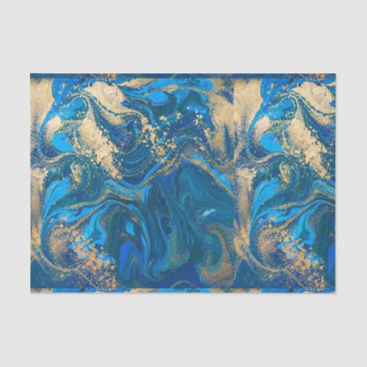 Schöner, tiefblauer Marmor, Gold, digitales Foto Seidenpapier (Vorderseite)