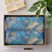 Schöner, tiefblauer Marmor, Gold, digitales Foto Seidenpapier (Geschenk)