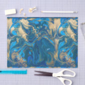 Schöner, tiefblauer Marmor, Gold, digitales Foto Seidenpapier (Handwerk)