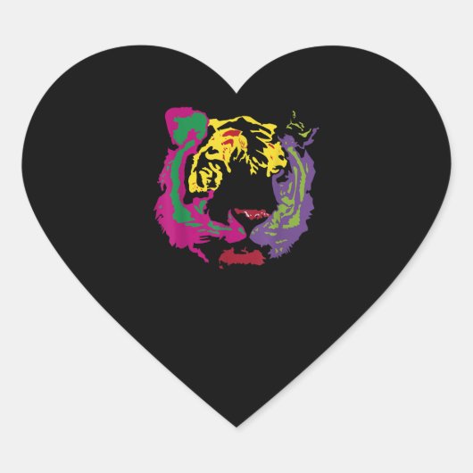 Schöner Tiger Face Rasta Colors Style Herz-Aufkleber (Vorderseite)