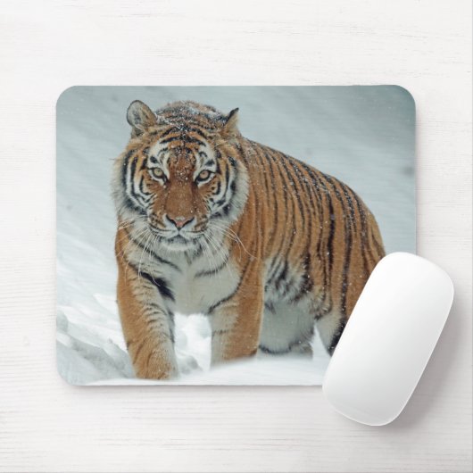 Schöner Tiger im Schnee Mousepad (Mit Mouse)