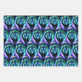 Schöner Tiger in Blau dargestellt Geschenkpapier Set (Vorderseite 3)