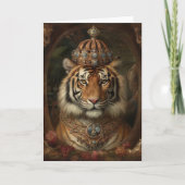 Schöner Tiger in einem Kronen-jeden Anlaß Karte (Vorderseite)