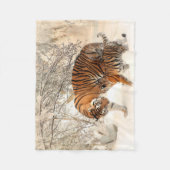 Schöner Tiger mit Jungtier im Schnee Fleecedecke (Vorderseite)