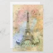 Schöner trendiger, Vintager Eiffelturm Frankreich Briefpapier (Vorne/Hinten)