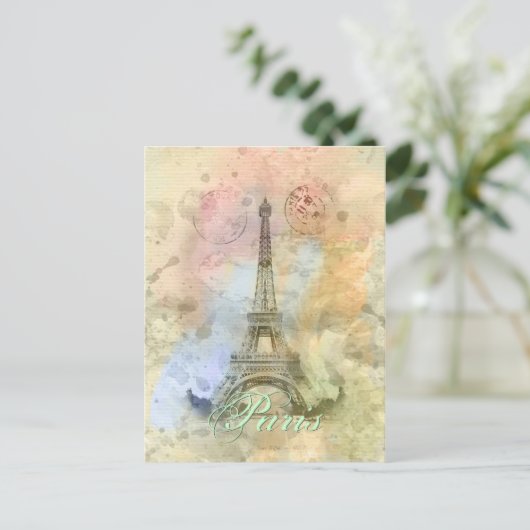 Schöner trendiger, Vintager Eiffelturm Frankreich Postkarte (Stehend Vorderseite)