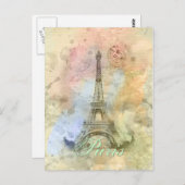 Schöner trendiger, Vintager Eiffelturm Frankreich Postkarte (Vorne/Hinten)
