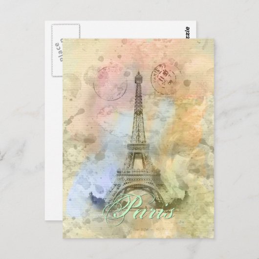 Schöner trendiger, Vintager Eiffelturm Frankreich Postkarte (Vorne/Hinten)