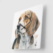 SCHÖNER TRI-FARBIGER BEAGLE HOUND DOG QUADRATISCHE WANDUHR (Winkel)