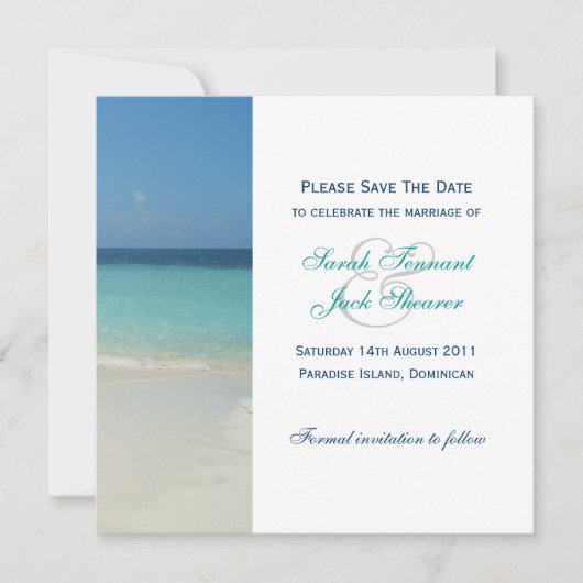 Schöner Tropenstrand Save the Date (Vorderseite)