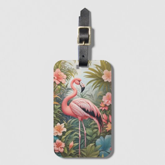 Schöner tropischer Flamingo Bird Gepäckanhänger (Vorderseite Vertikal)