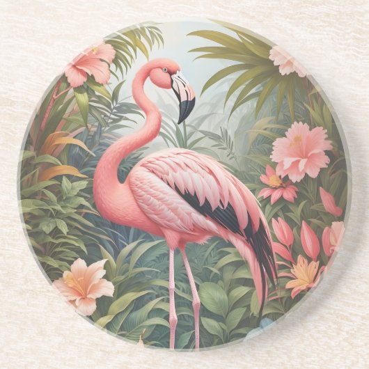 Schöner tropischer Flamingo Bird Getränkeuntersetzer (Vorne)