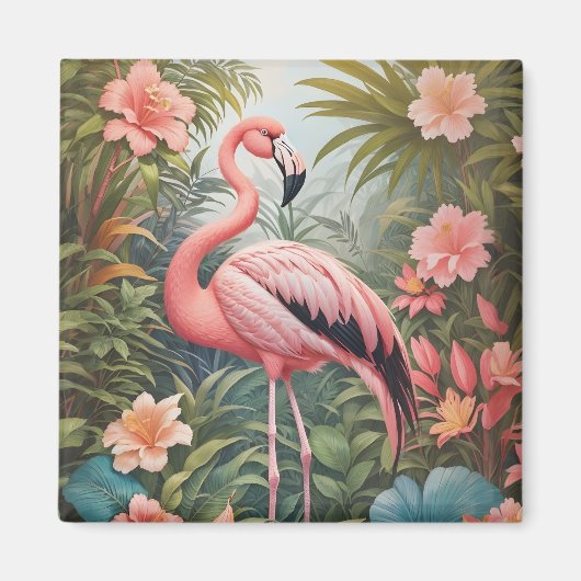 Schöner tropischer Flamingo Bird Magnet (Vorne)