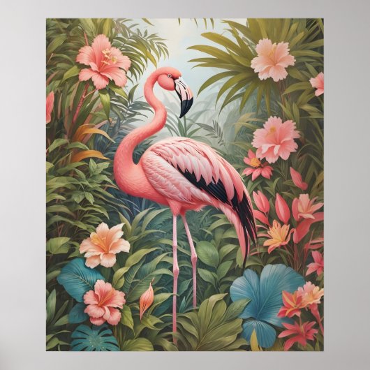 Schöner tropischer Flamingo Bird Poster (Vorne)