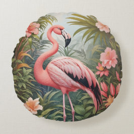 Schöner tropischer Flamingo Bird Rundes Kissen
