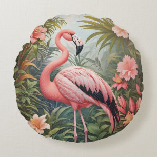 Schöner tropischer Flamingo Bird Rundes Kissen