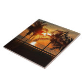 Schöner tropischer Sonnenuntergang Fliese (Seite)