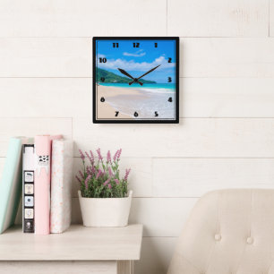 Schöner tropischer Strand Landschaftlich Quadratische Wanduhr