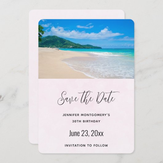 Schöner tropischer Strand Landschaftlich Save The Date (Vorne/Hinten)