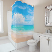 Schöner tropischer Strand mit blauem Himmel und we Duschvorhang (Beispiel)