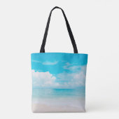 Schöner tropischer Strand mit blauem Himmel und we Tasche (Rückseite)