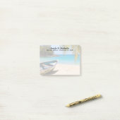 Schöner tropischer Strand mit einer Rowboat-Hochze Post-it Klebezettel (Auf Schreibtisch)