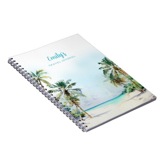 Schöner tropischer Strand mit Name Notebook Notizblock (Rechte Seite)