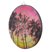 Schöner tropischer Strand mit rosa Sonnenuntergang Dartscheibe (Vorderseite rechts)