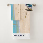 Schöner tropischer Strand mit Rowboat Badhandtuch Set (Insitu)