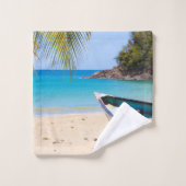 Schöner tropischer Strand mit Rowboat Badhandtuch Set (Waschlappen)