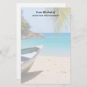Schöner tropischer Strand mit Rowboat Briefpapier (Vorne/Hinten)