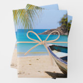 Schöner tropischer Strand mit Rowboat Geschenkpapier Set (Beispiel)